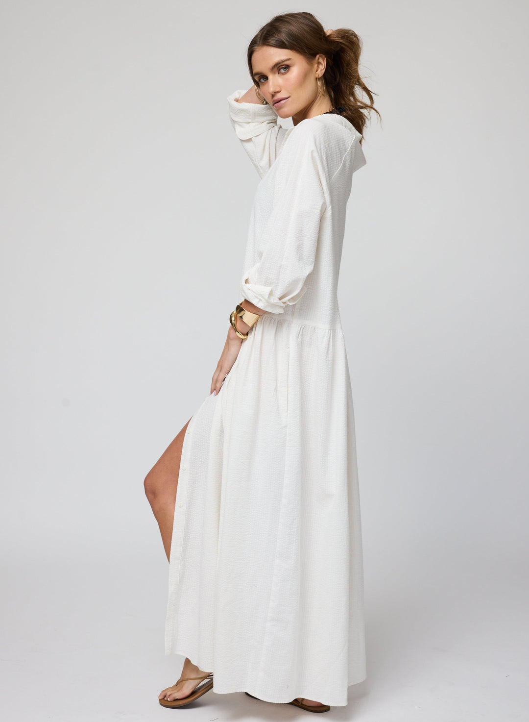 THE SEERSUCKER DROP WAIST SHIRT DRESS