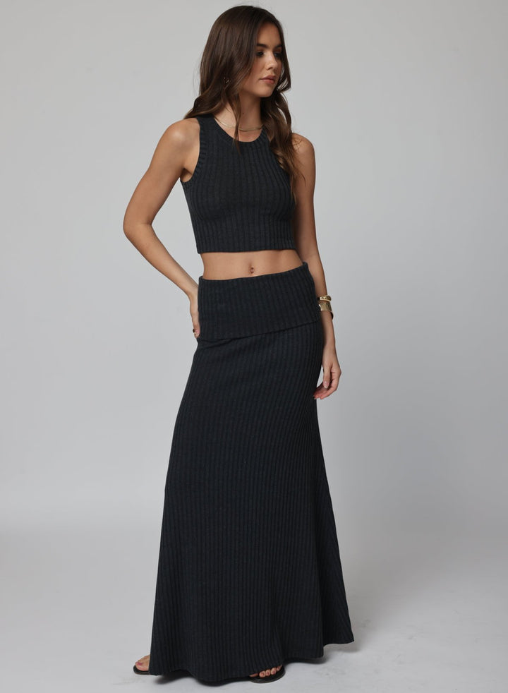 THE HYGGE RIB FOLD DOWN SIREN MAXI SKIRT