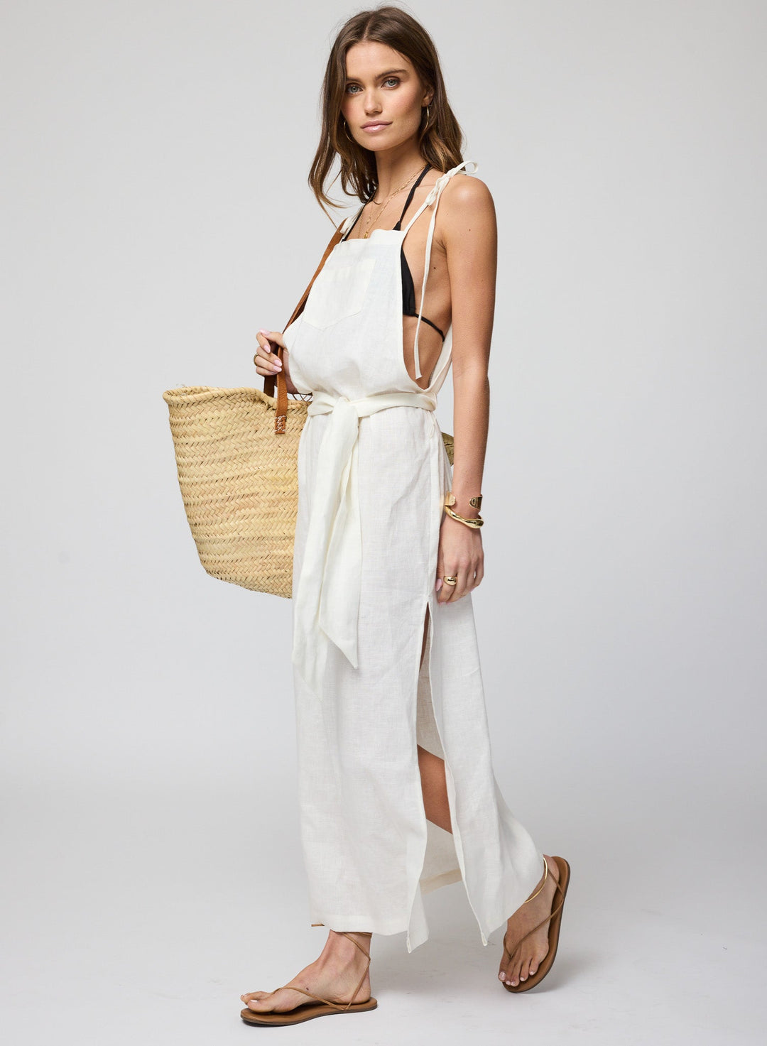 linen apron dress SALE / Linen Apron Dress / Handmade by OFFON Clothing