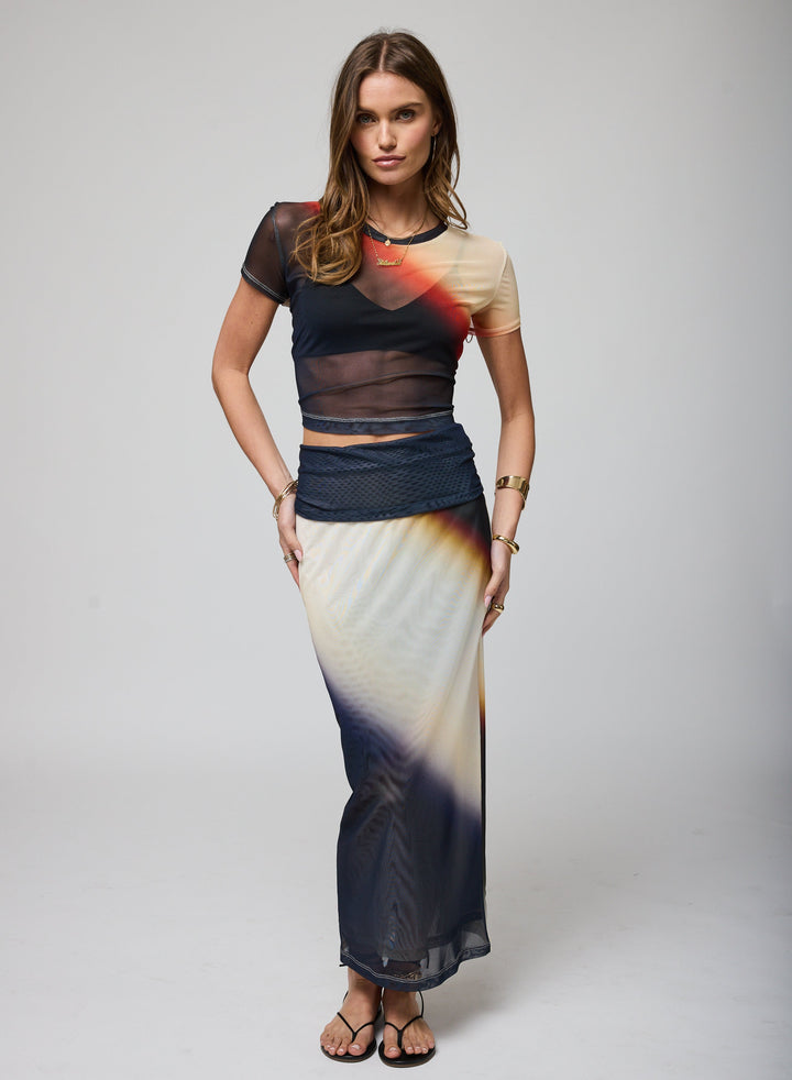 MESH FOLD DOWN MAXI SKIRT