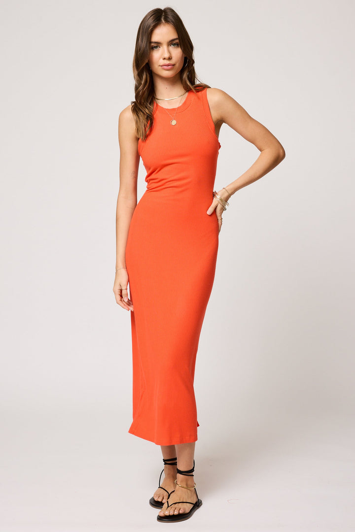 WIDE RIB HIGH NECK MAXI DRESS