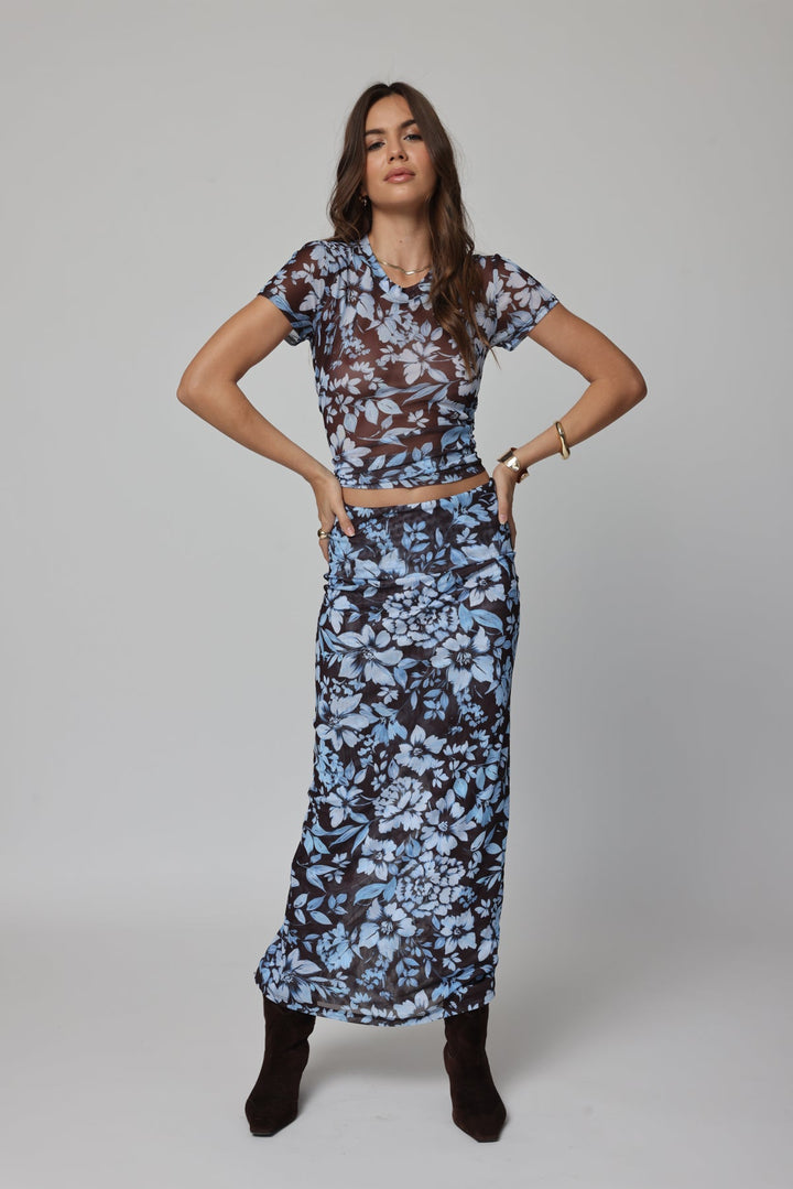 MESH FOLD DOWN MAXI SKIRT