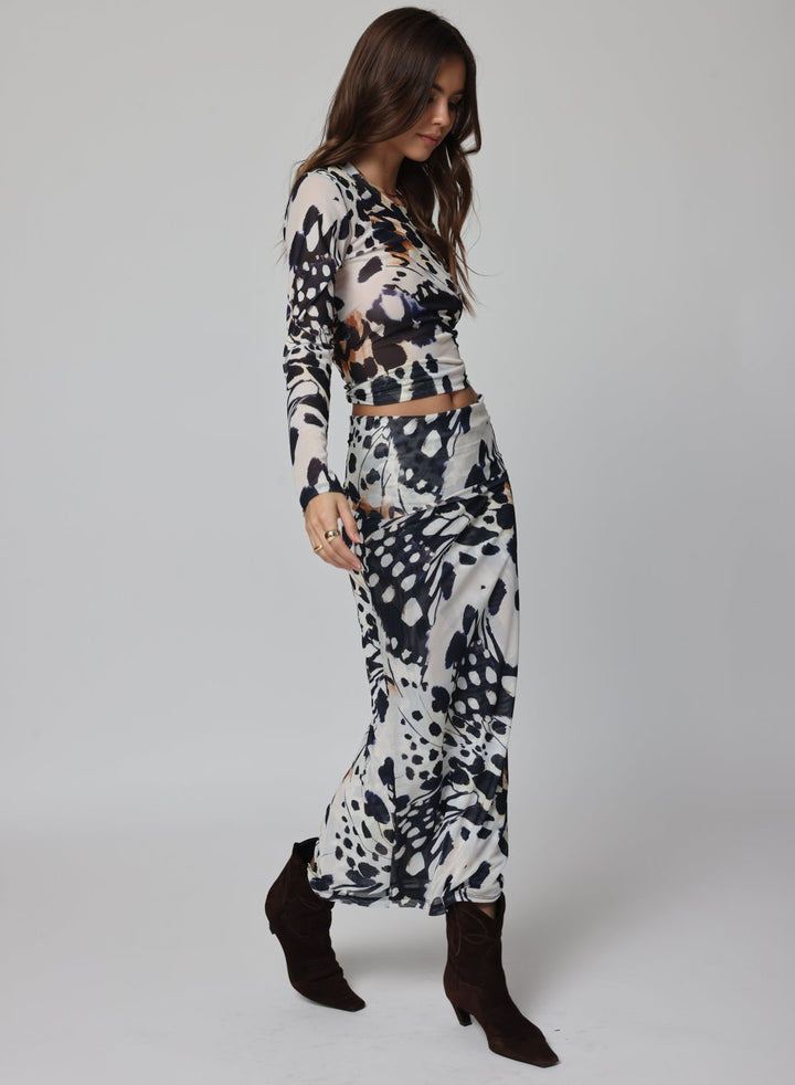MESH FOLD DOWN MAXI SKIRT