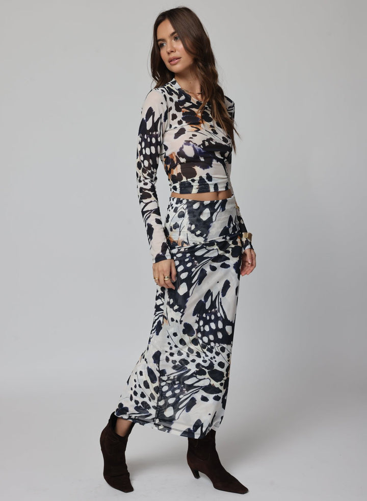 MESH FOLD DOWN MAXI SKIRT