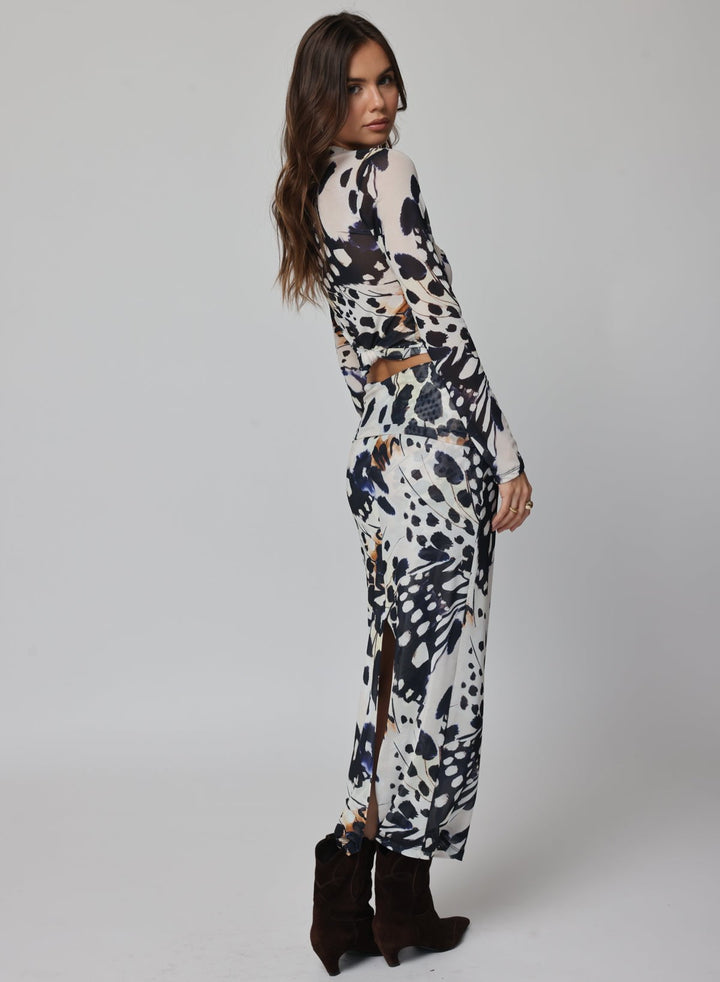 MESH FOLD DOWN MAXI SKIRT