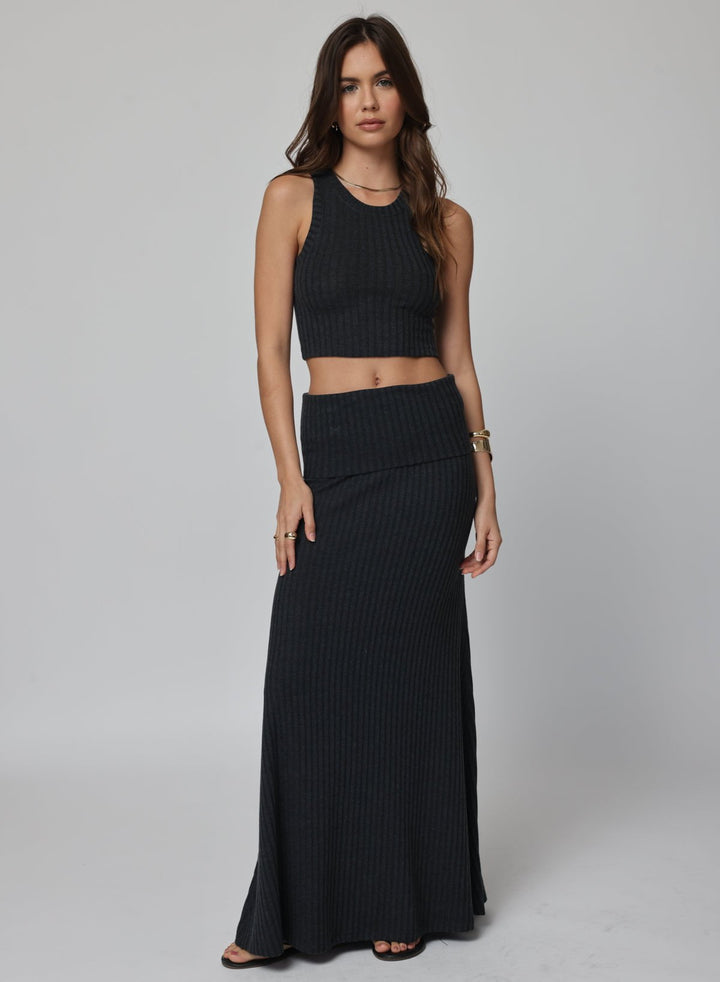 THE HYGGE RIB FOLD DOWN SIREN MAXI SKIRT