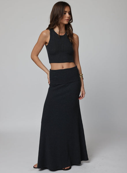 THE HYGGE RIB FOLD DOWN SIREN MAXI SKIRT – STILLWATER