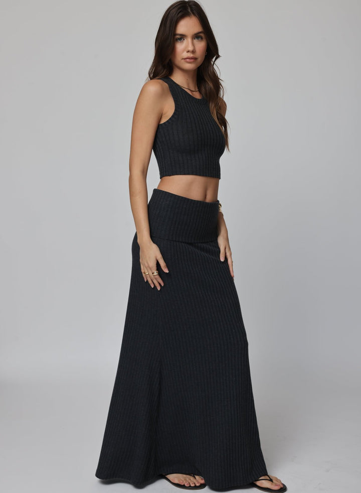 THE HYGGE RIB FOLD DOWN SIREN MAXI SKIRT