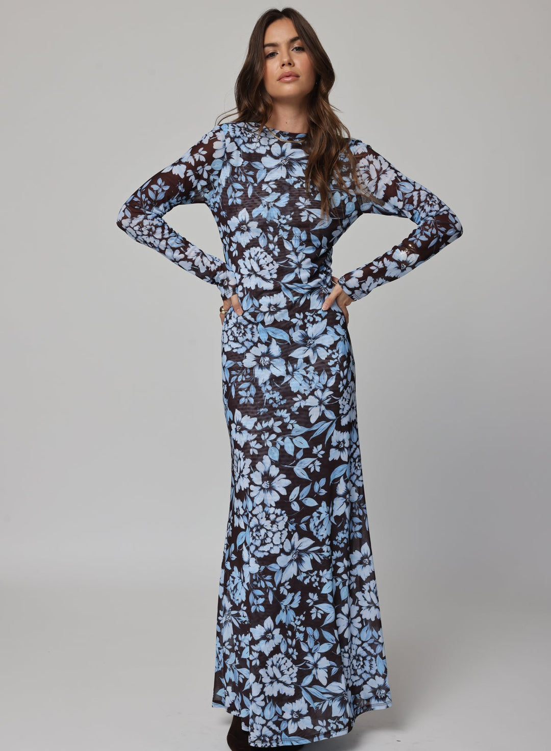 MESH PROMISE ME LONG SLEEVE MAXI DRESS