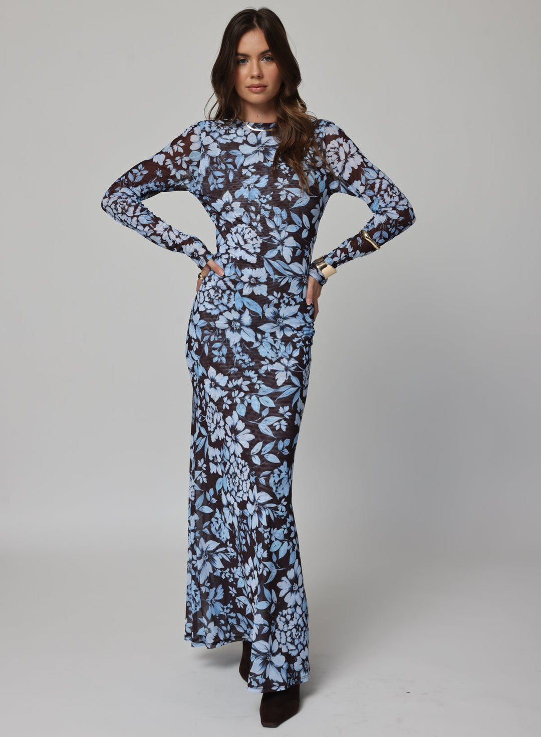 MESH PROMISE ME LONG SLEEVE MAXI DRESS
