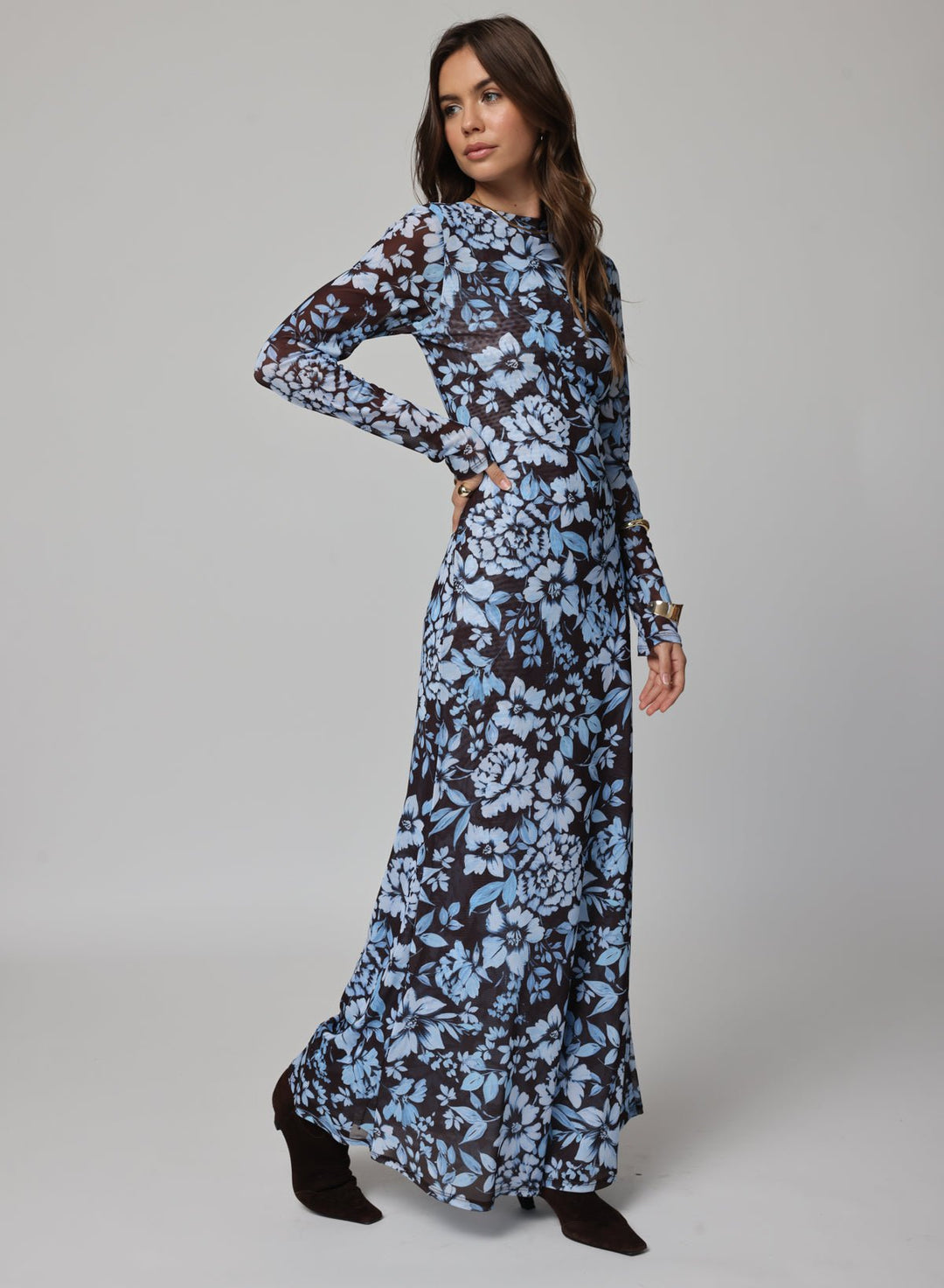 MESH PROMISE ME LONG SLEEVE MAXI DRESS