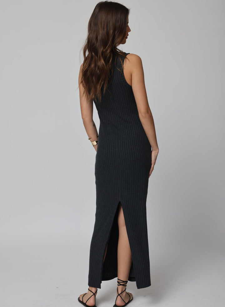 THE HYGGE RIB HIGH NECK MAXI DRESS