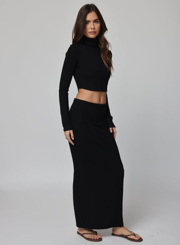 RIB FOLD DOWN MAXI SKIRT