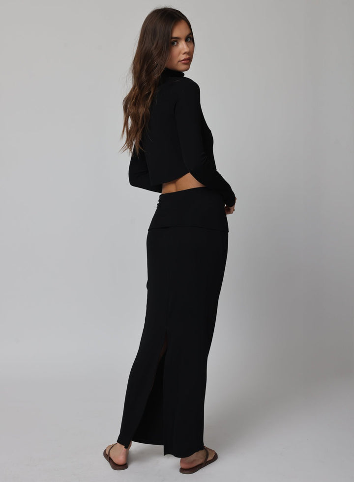 RIB FOLD DOWN MAXI SKIRT