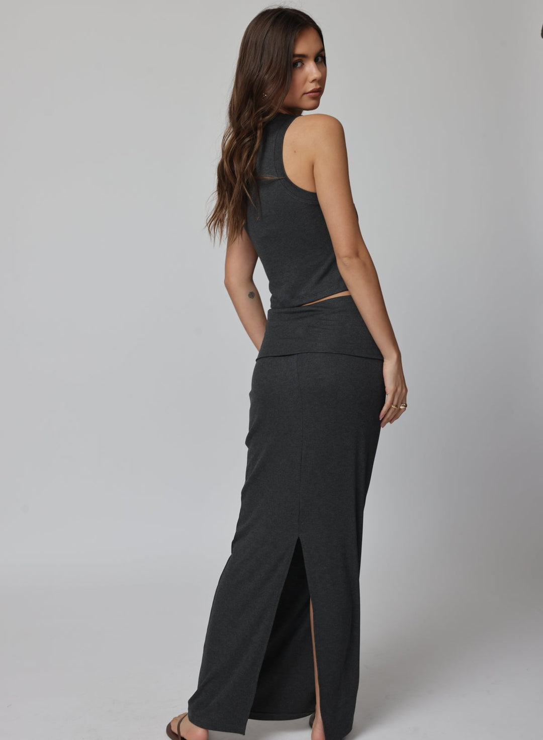 RIB FOLD DOWN MAXI SKIRT