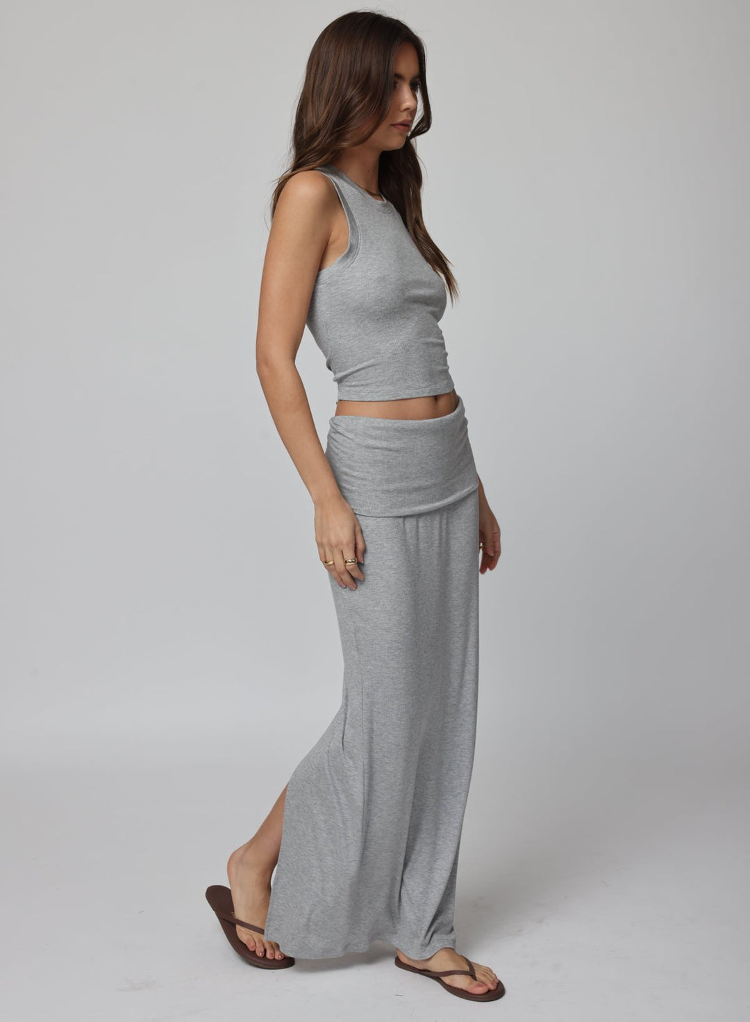 RIB FOLD DOWN MAXI SKIRT