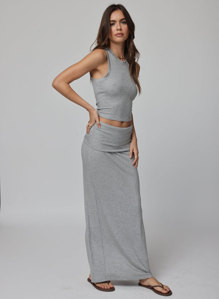 RIB FOLD DOWN MAXI SKIRT