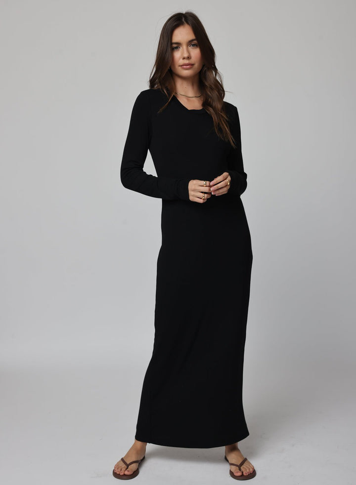RIB LONGSLEEVE MAXI DRESS