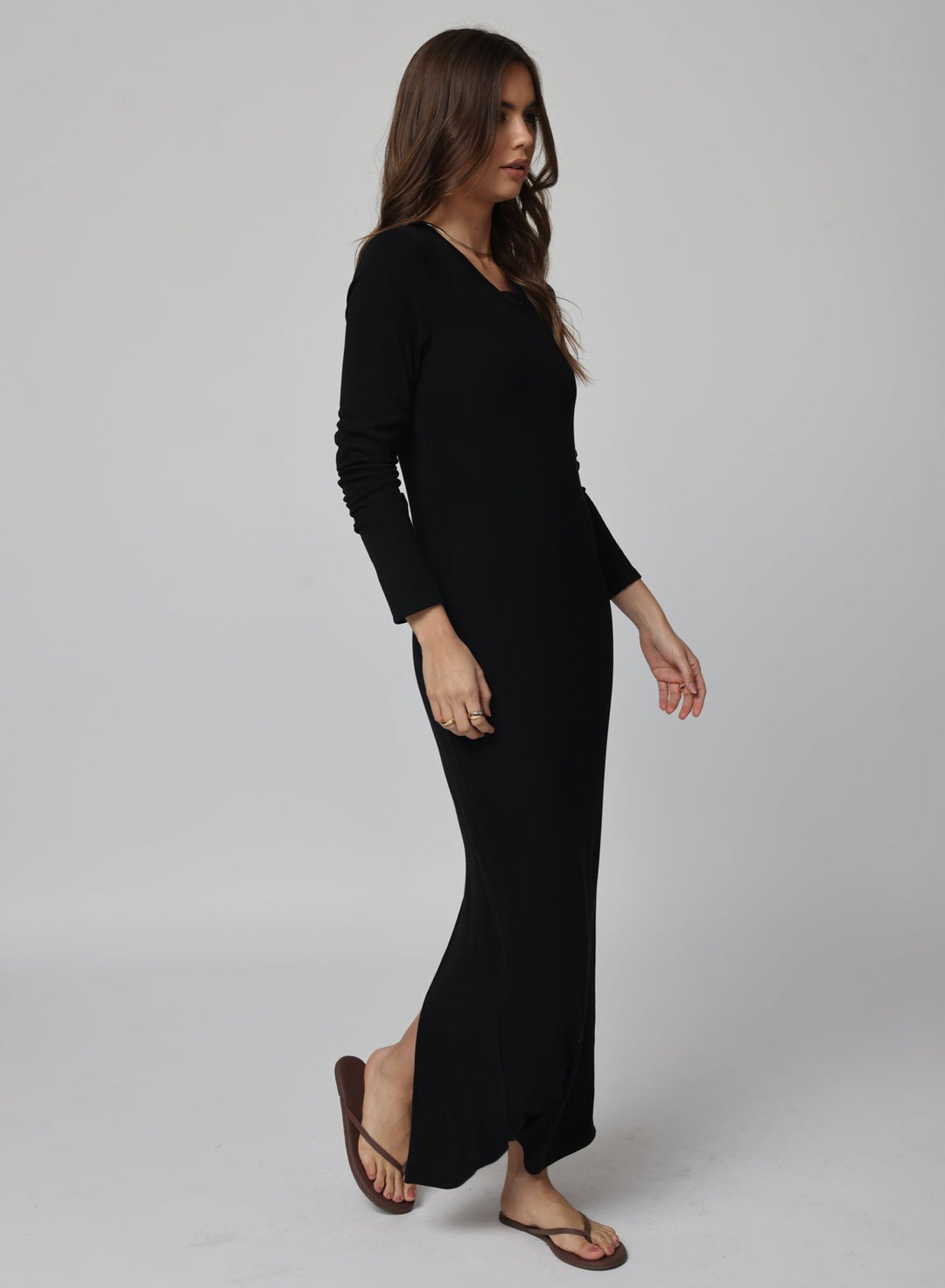 RIB LONGSLEEVE MAXI DRESS