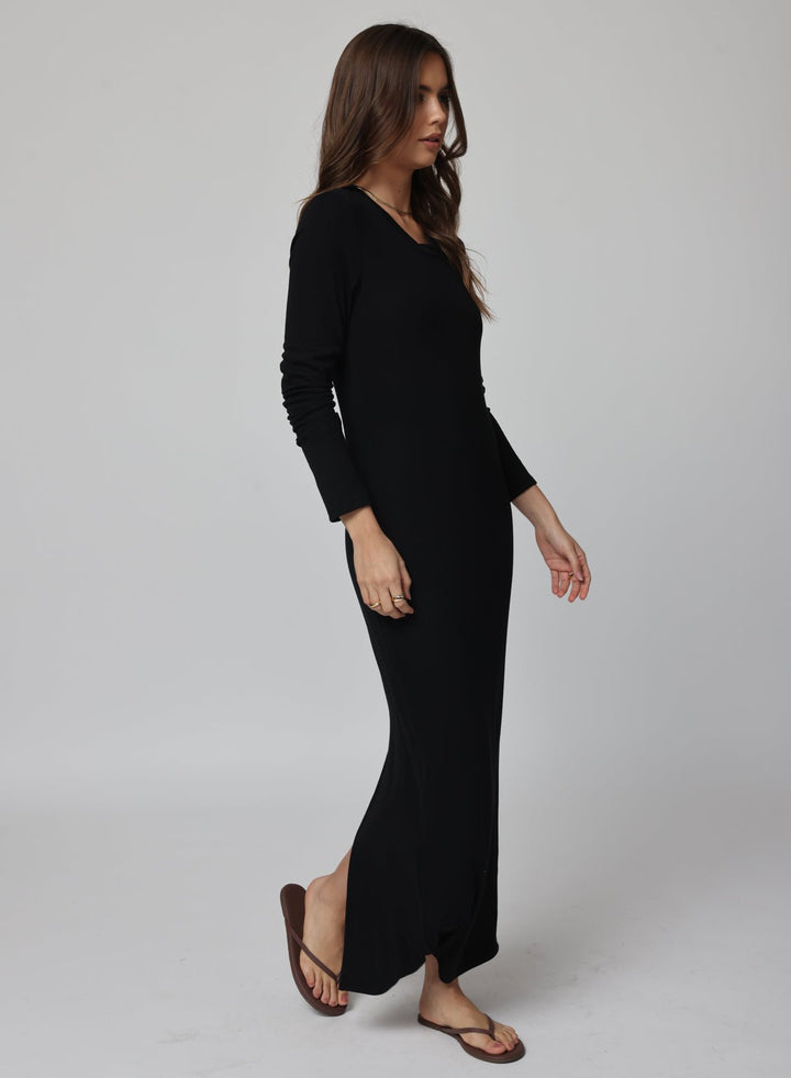 RIB LONGSLEEVE MAXI DRESS