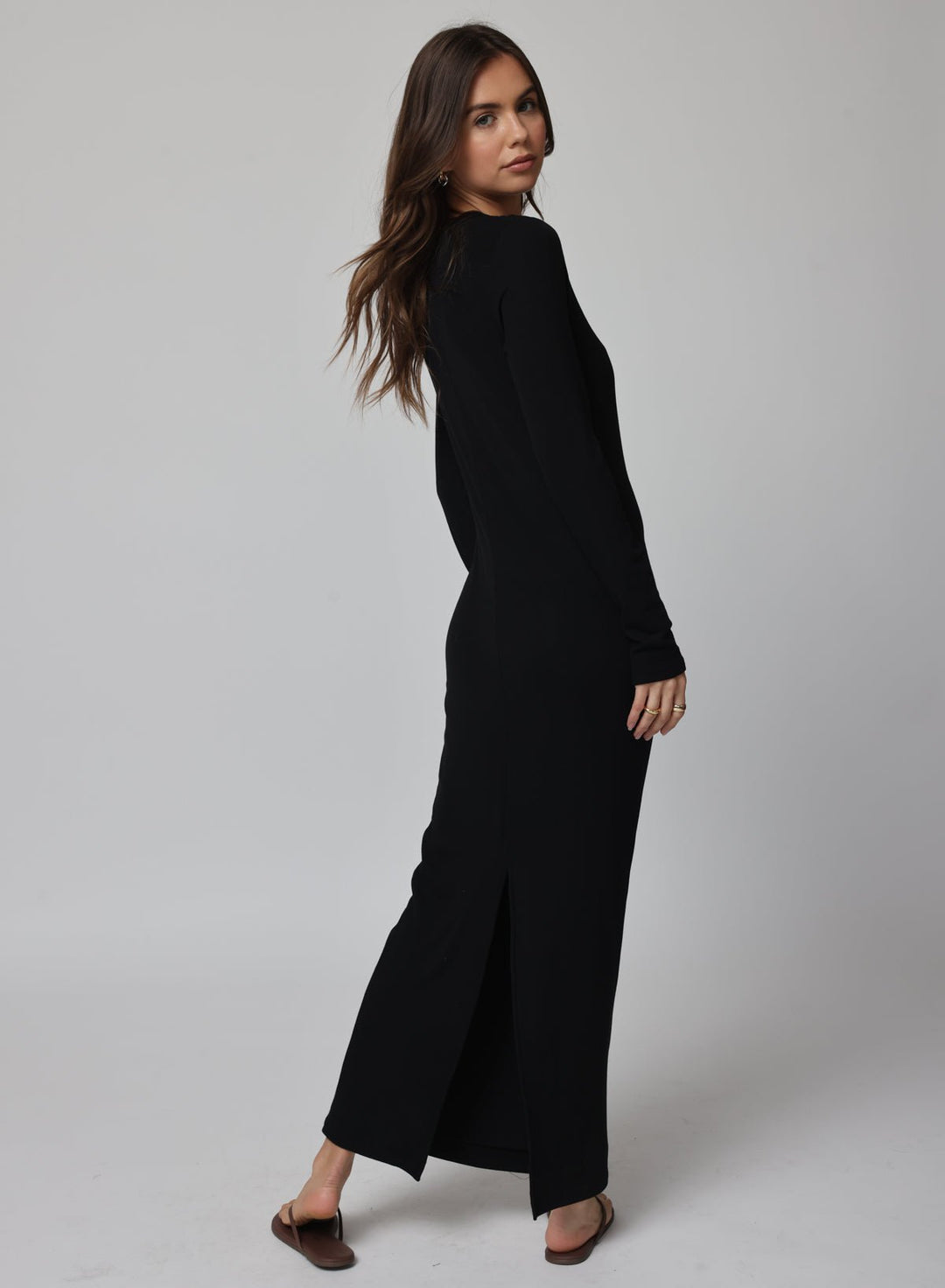 RIB LONGSLEEVE MAXI DRESS