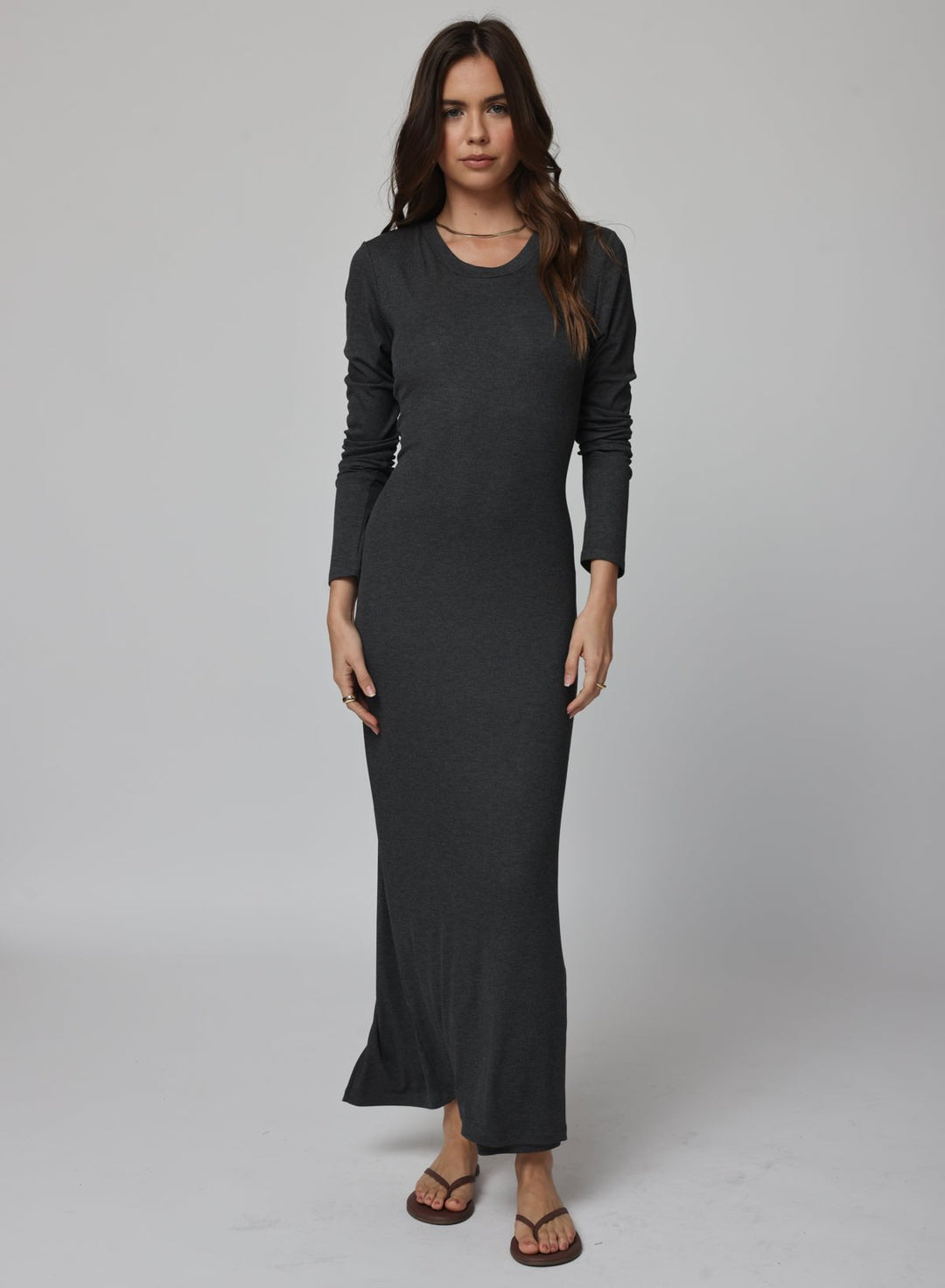 RIB LONGSLEEVE MAXI DRESS
