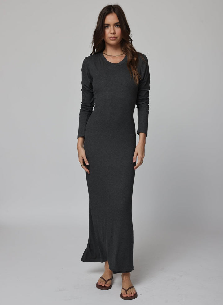 RIB LONGSLEEVE MAXI DRESS