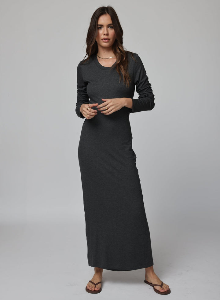 RIB LONGSLEEVE MAXI DRESS