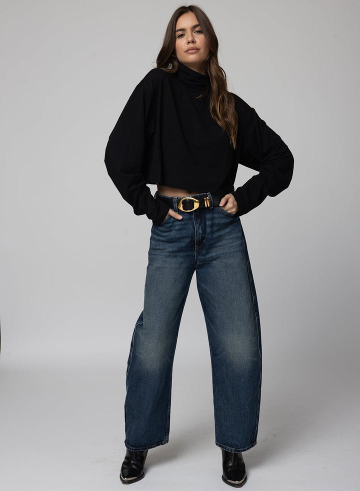 THE MOCK NECK CROP LONG SLEEVE