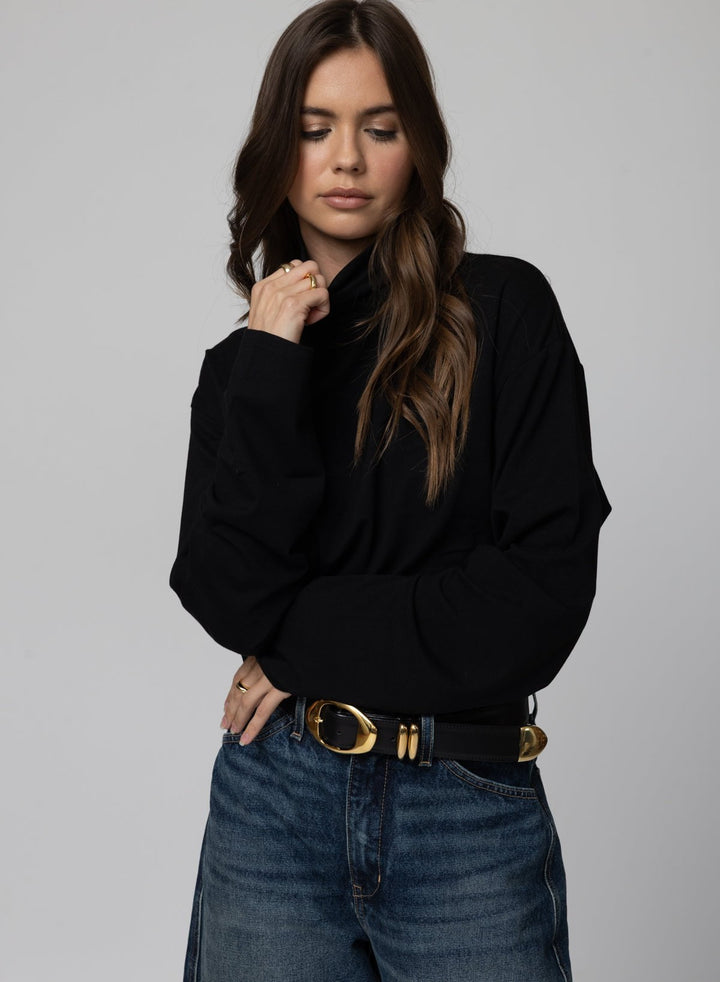 THE MOCK NECK CROP LONG SLEEVE