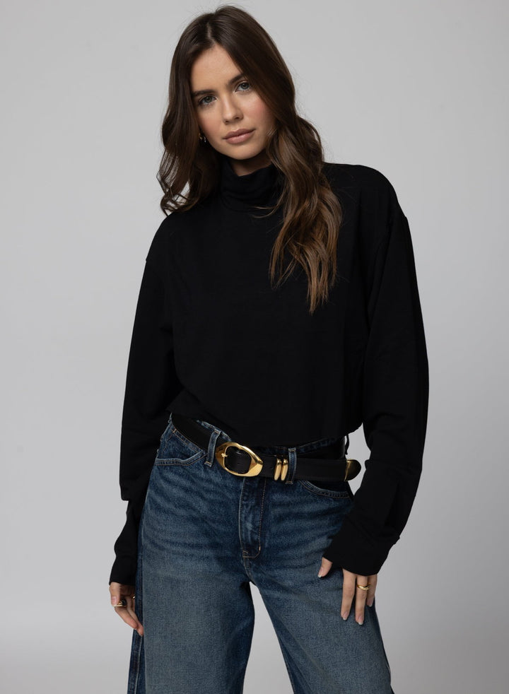 THE MOCK NECK CROP LONG SLEEVE