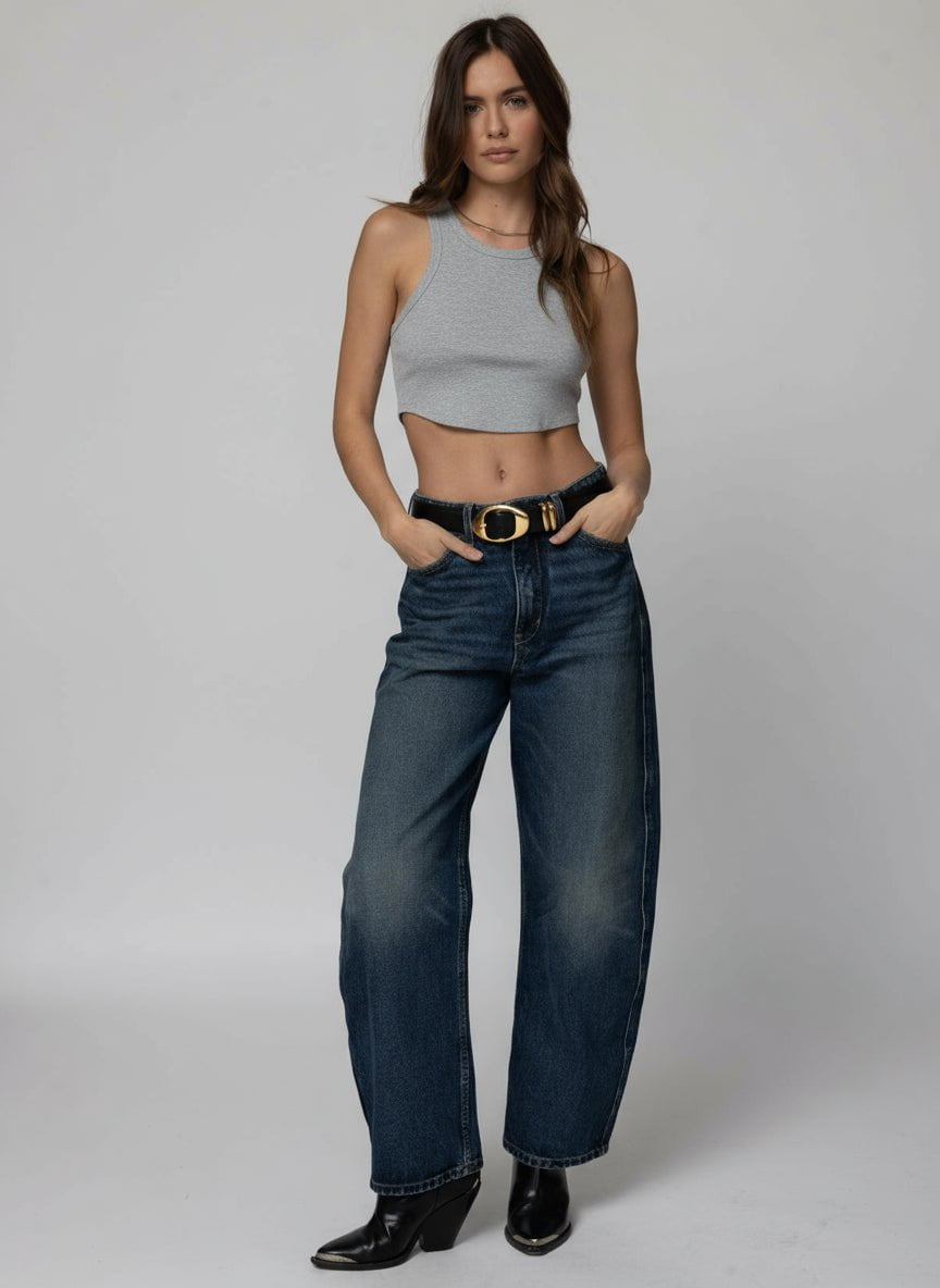 RIB CROP HIGH NECK TANK