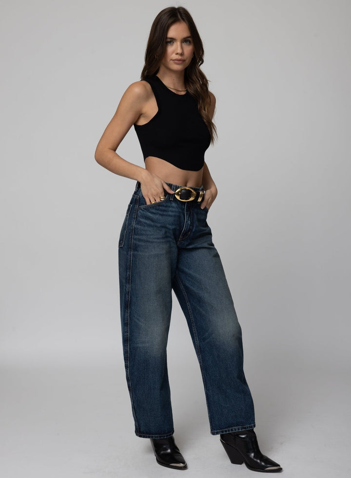 RIB CROP HIGH NECK TANK