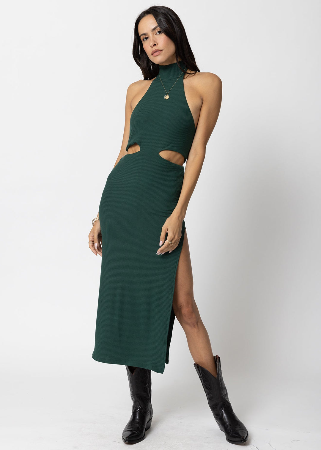 WIDE RIB HALTER CUT AWAY DRESS STILLWATER WIDE RIB HALTER CUT AWAY DRESS STILLWATER