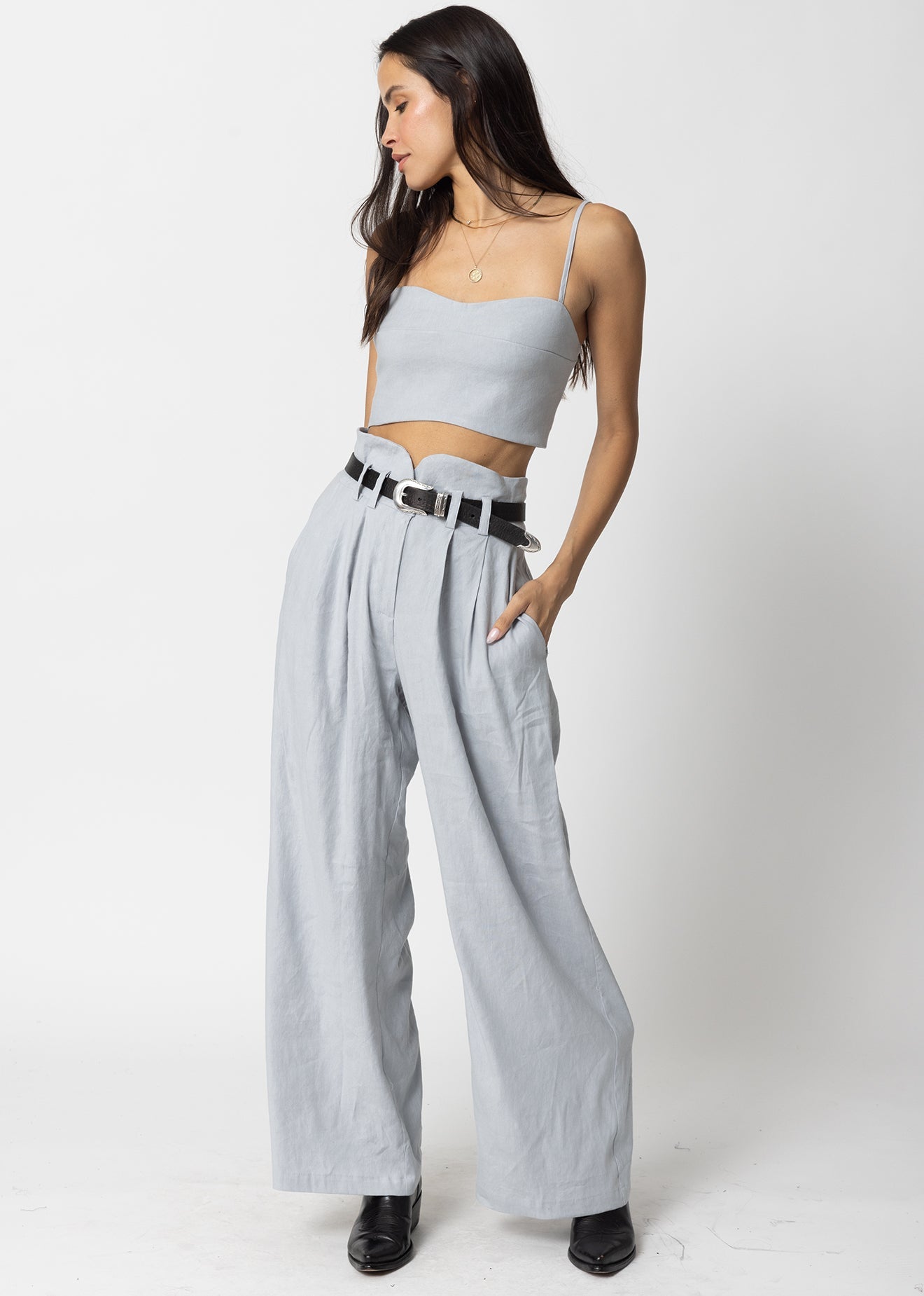 STRETCH LINEN KNOTCH WAIST PANTS – STILLWATER
