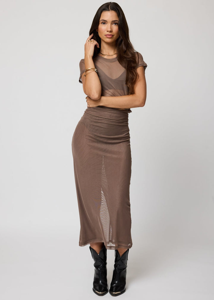 MESH FOLD DOWN MAXI SKIRT