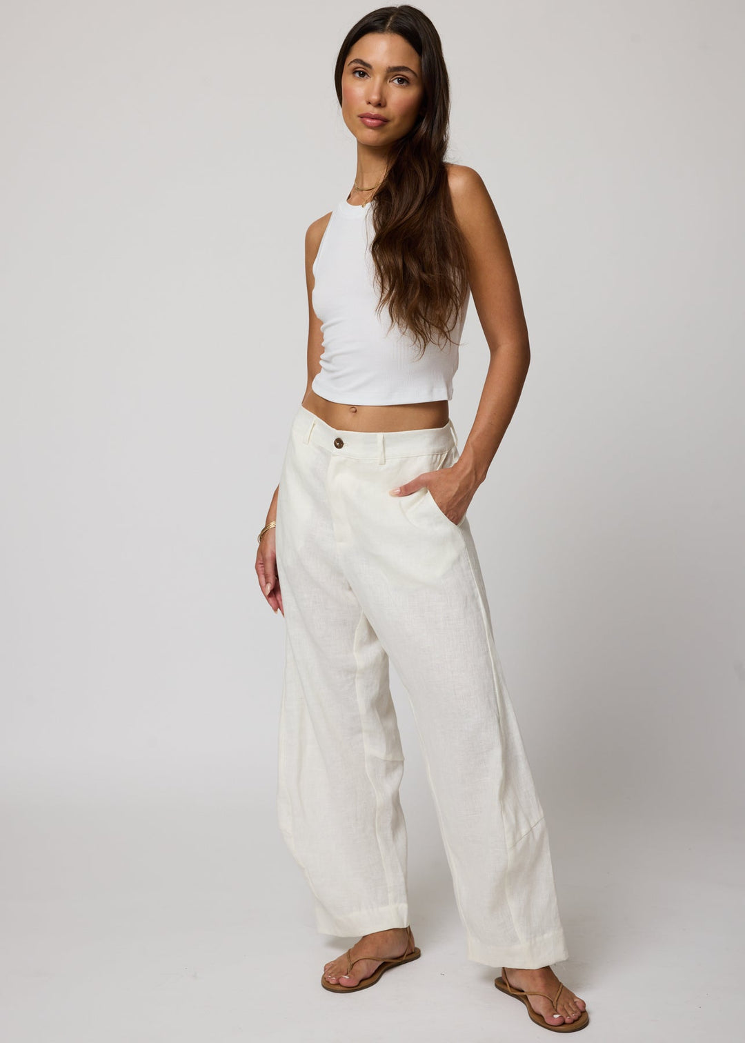 LINEN BARREL PANTS
