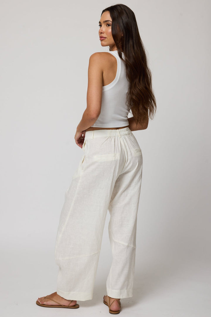 LINEN BARREL PANTS