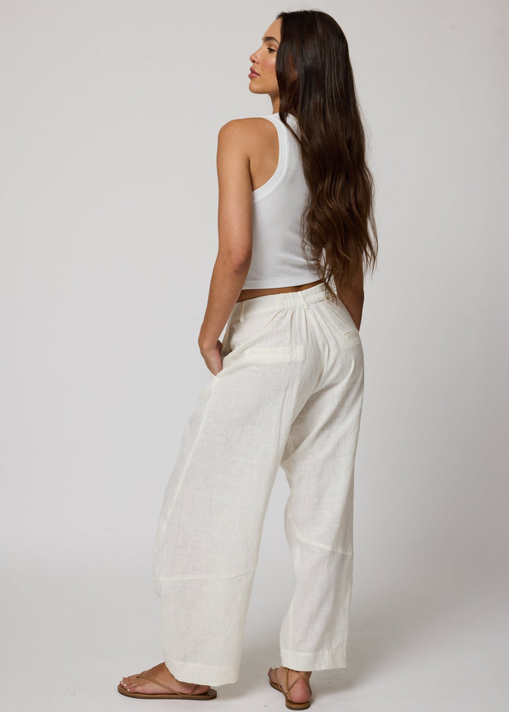 LINEN BARREL PANTS