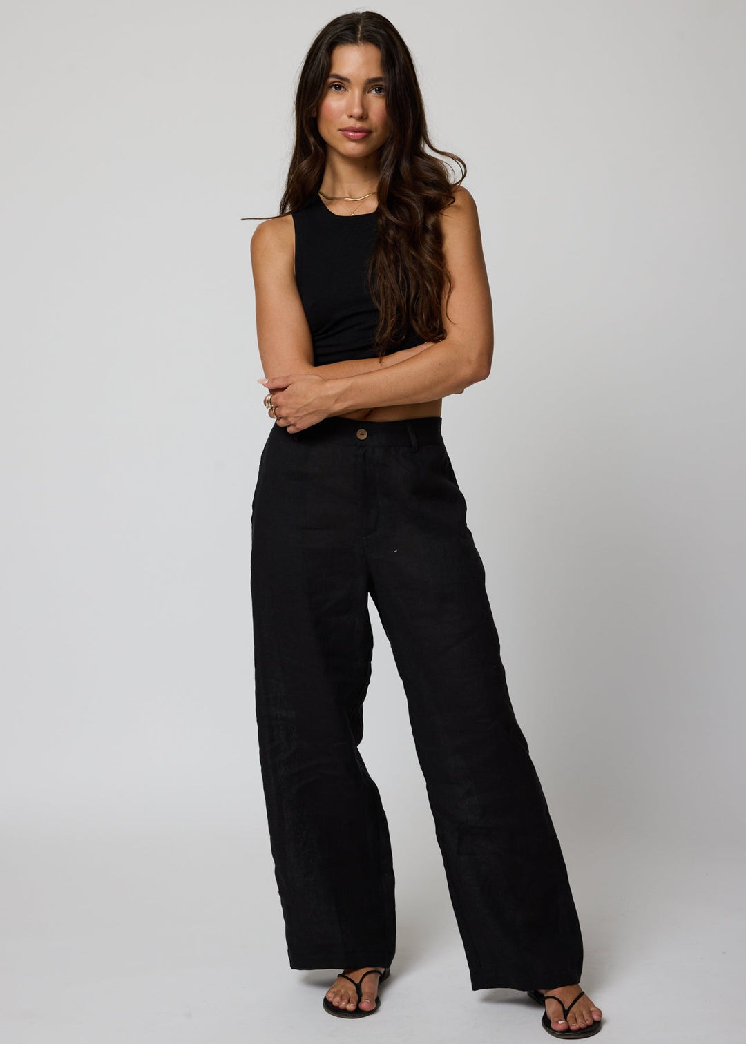 LINEN BARREL PANTS