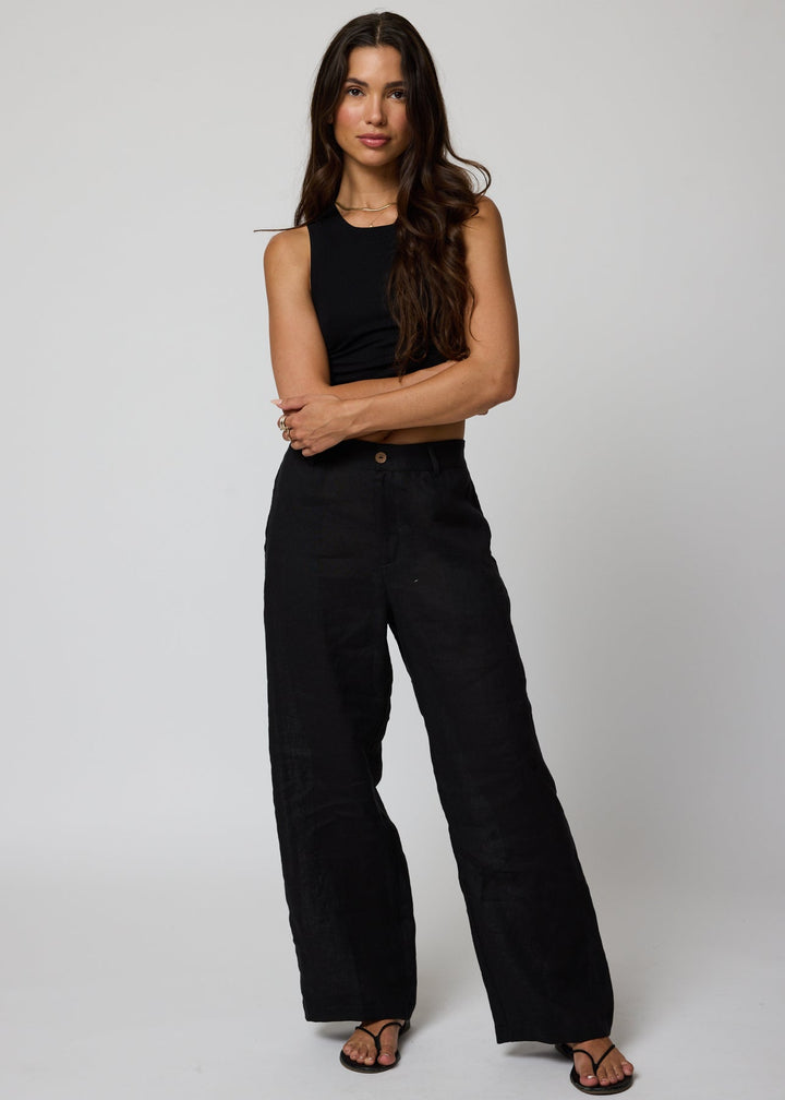 LINEN BARREL PANTS