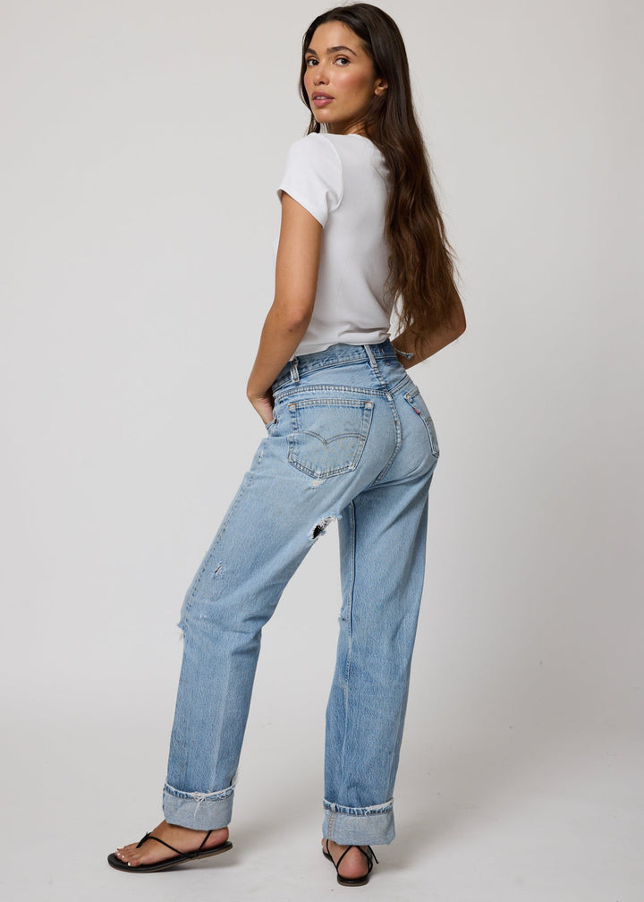 RIB V NECK CROP TEE