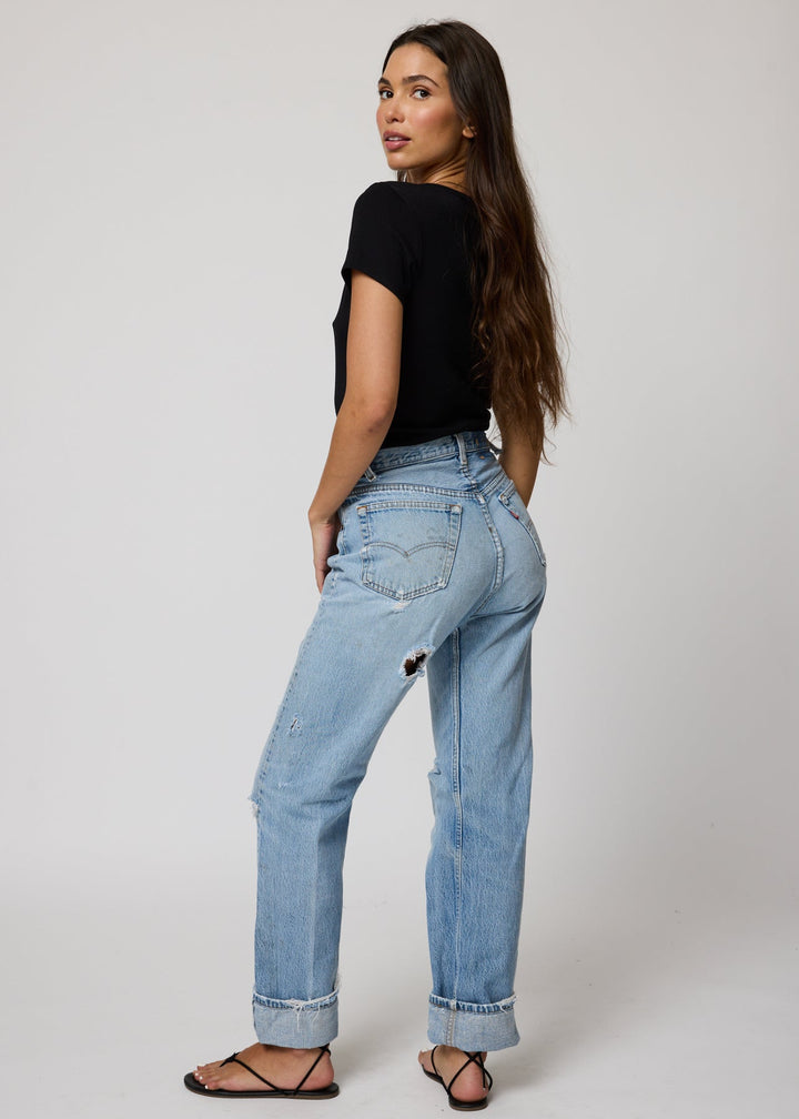 RIB V NECK CROP TEE