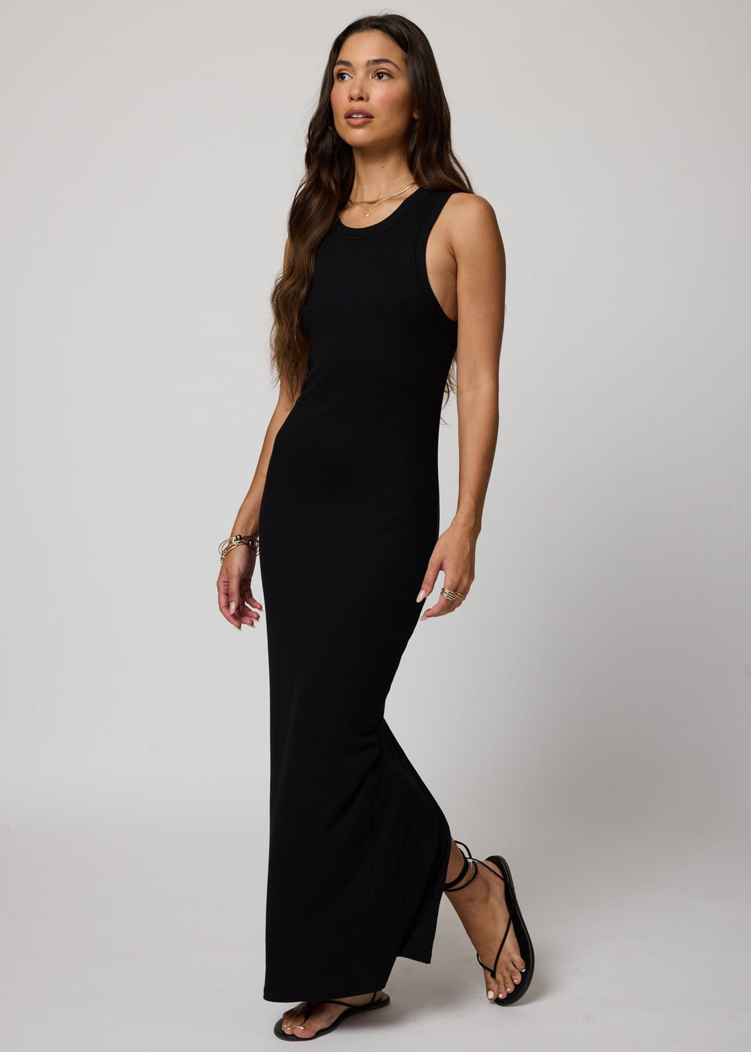 RIB HIGH NECK MAXI DRESS – STILLWATER
