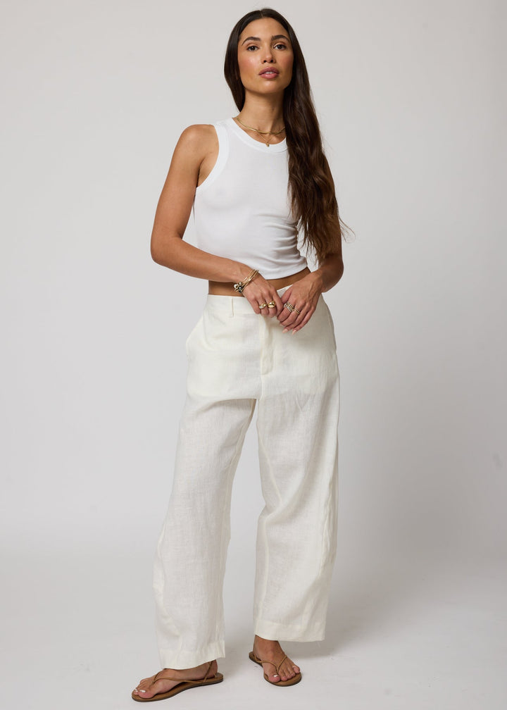 LINEN BARREL PANTS