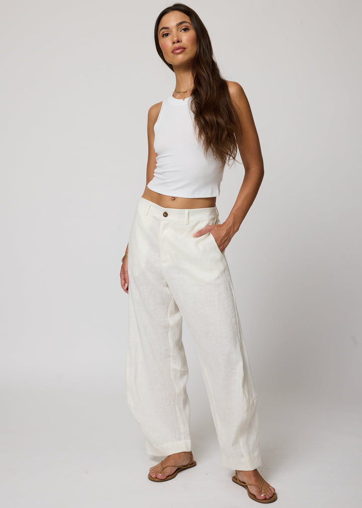 LINEN BARREL PANTS