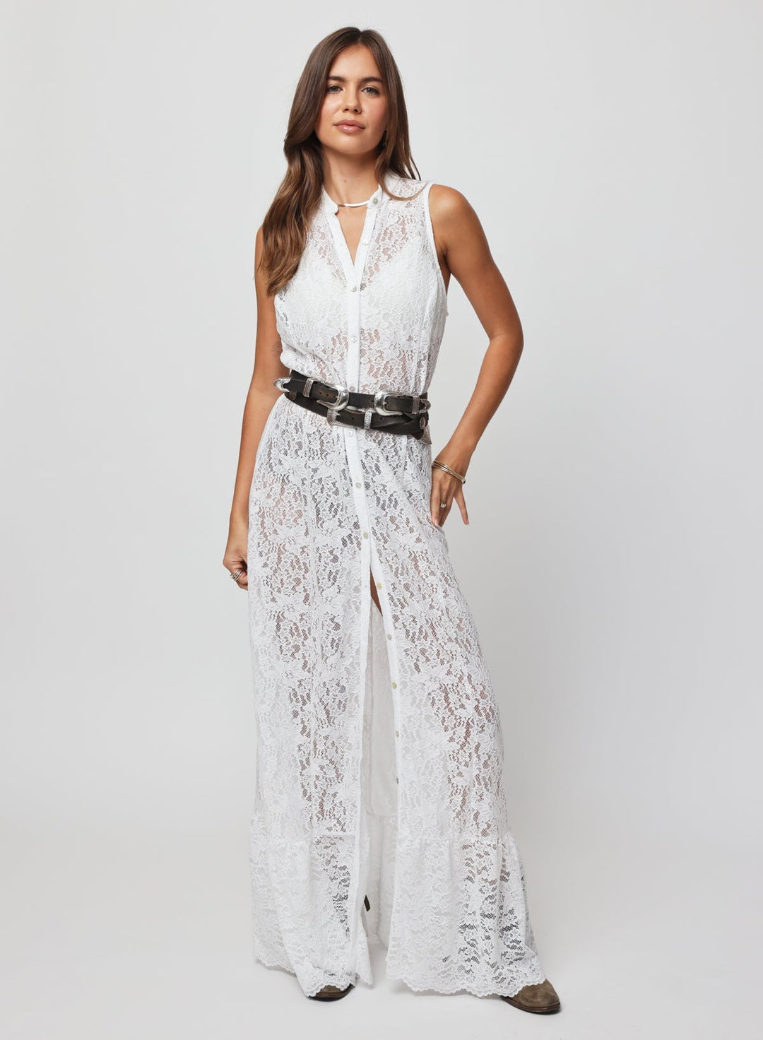 THE LACE BUTTON FRONT MAXI DRESS