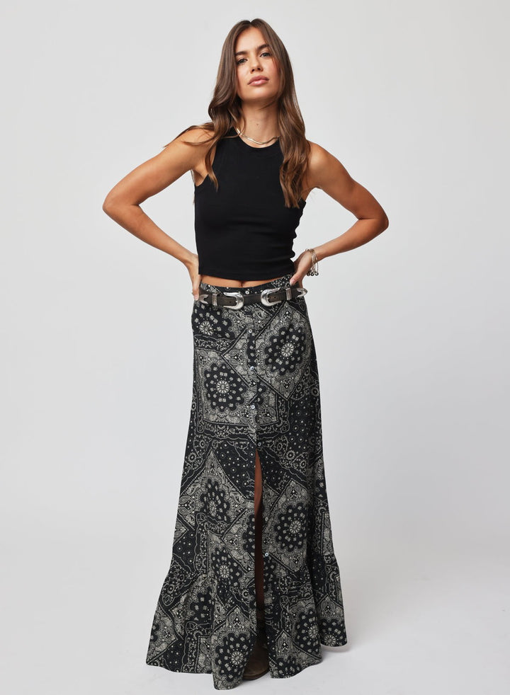 THE LINEN BUTTON FRONT MAXI SKIRT
