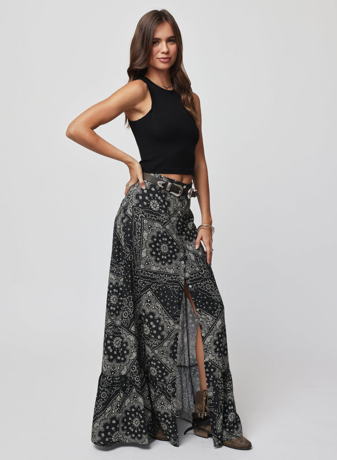 THE LINEN BUTTON FRONT MAXI SKIRT