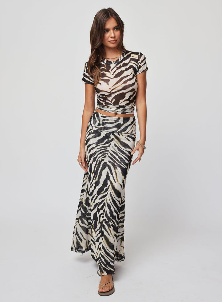 MESH FOLD DOWN SIREN MAXI SKIRT